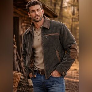 🔥 Vintage Dick Idol Hunting Jacket – Suede Trim – Workwear Ranch Style Large